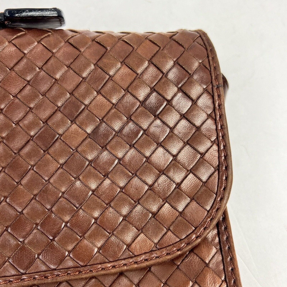 Bottega Veneta Cognac Brown Woven Leather Briefcase Top Handle Gold Buckle - Picture 7 of 16